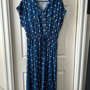 Drawstring waist boho dress